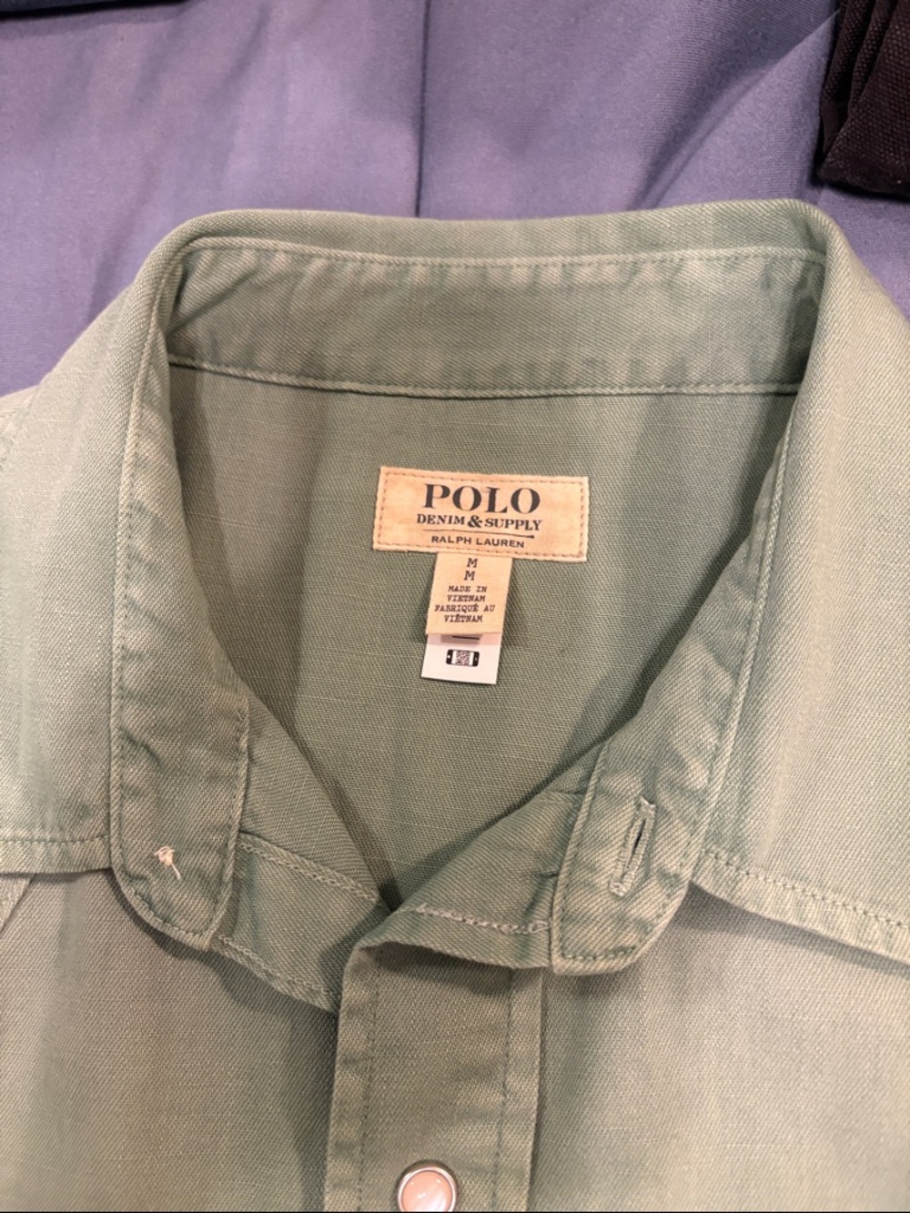 Polo by Ralph Lauren denim supply garment dyed Green Western Shirt - Picture 8 of 8